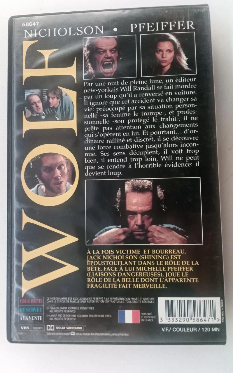 VHS Wolf – Jack Nicholson, Michelle Pfeiffer – photo 4